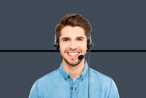 dark haired man with headset answering phone Alltech Business Solutions, Sharp, Lexmark, Fujitsu, Copier, MFP, Printer, Scanner, New Jersey, NJ, Dealer contact us