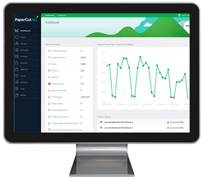 Dashboard Computer Monitor, Papercut MF, Alltech Business Solutions, Sharp, Lexmark, Fujitsu, Copier, MFP, Printer, Scanner, New Jersey, NJ, Dealer